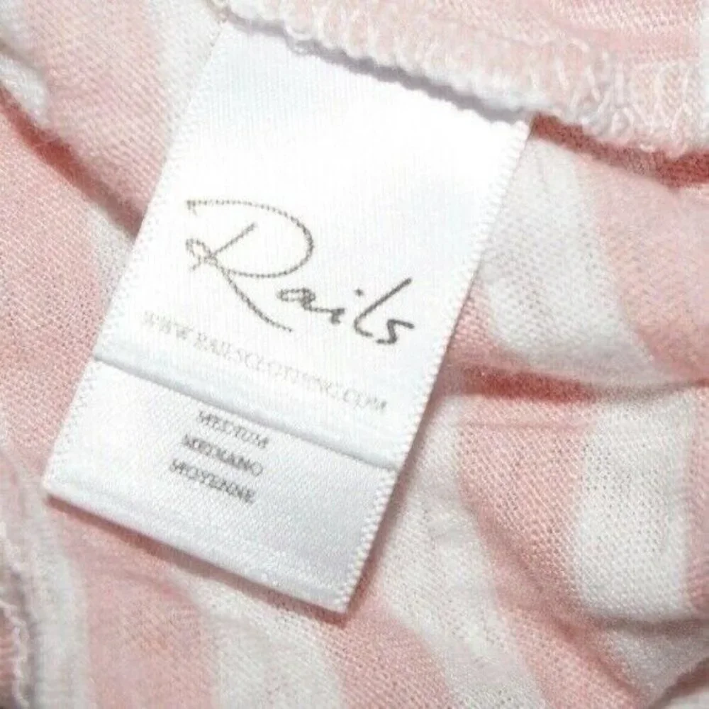 Rails Billie Blush Pink White Striped Linen Top Medium - Picture 5 of 6